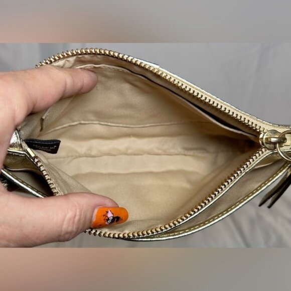 Coach Metallic Gold Leather Wristlet Clutch - Picture 4 of 7